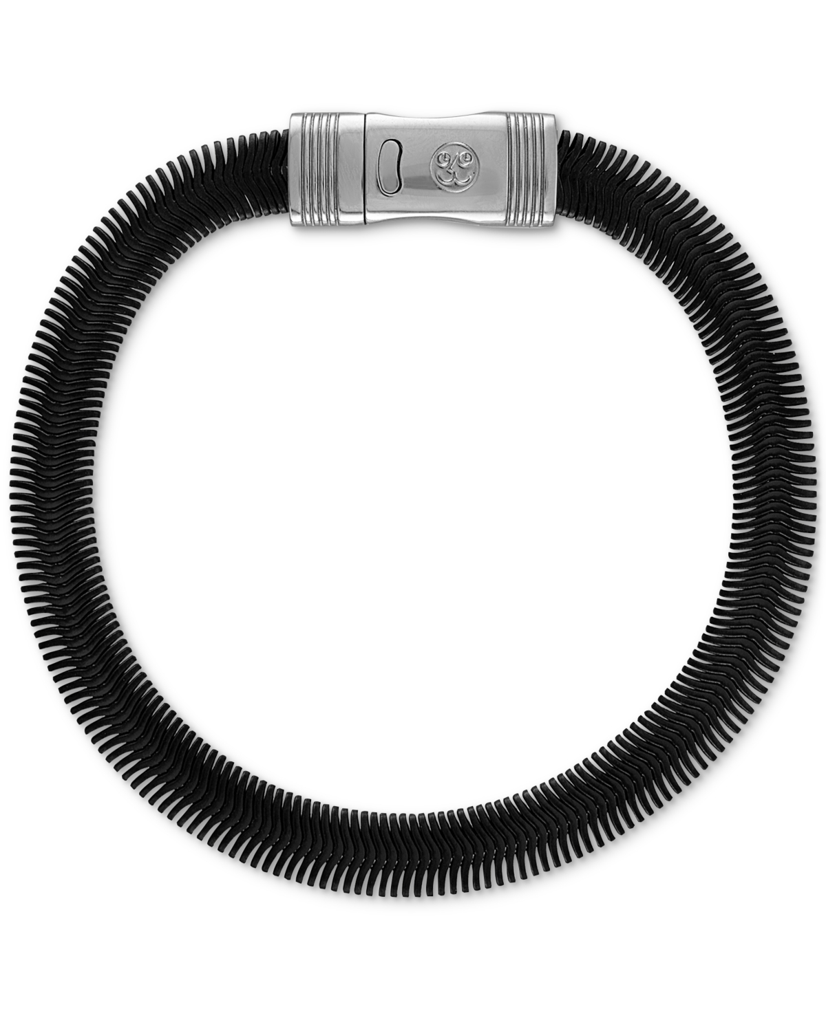 Flat Snake Chain Bracelet in Black Ion-Plated Stainless Steel & Stainless Steel - Black