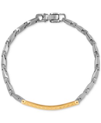 Diamond ID Bracelet (1/5 ct. t.w.) in Stainless Steel & Gold-Tone Ion-Plated Stainless Steel  