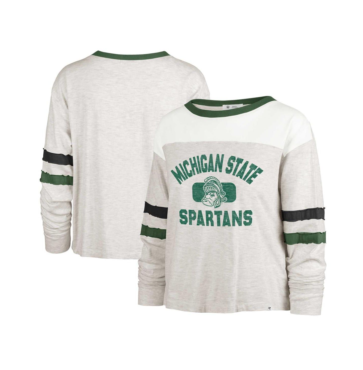 Женская футболка '47 Brand Oatmeal Michigan State Spartans Vault All Class Lena Long Sleeve — фото 1