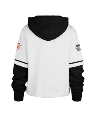 Women's White San Francisco Giants Trifecta Shortstop Cropped Pullover Hoodie