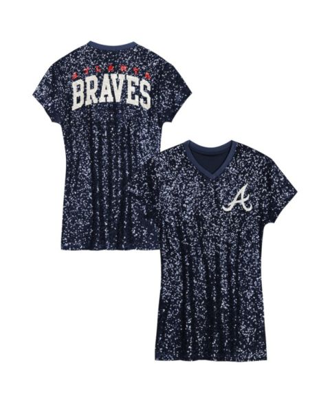 Платье Outerstuff Navy Atlanta Braves Sequin V-Neck Dress для девочек
