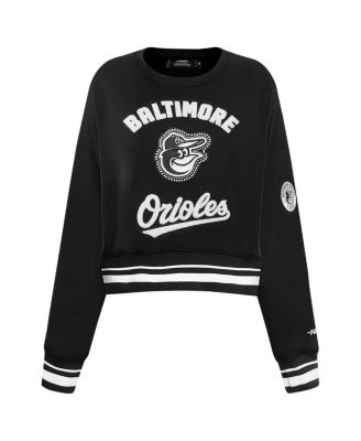 Women's Black Baltimore Orioles Cultivated Pearl Cropped Pullover Sweatshirt