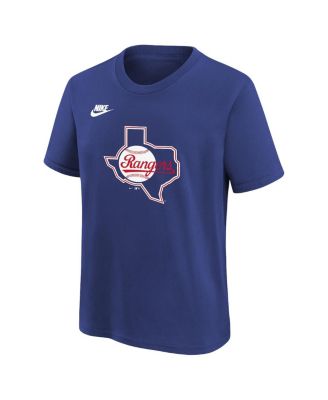 Big Boys and Girls Royal Texas Rangers Cooperstown Collection Team Logo T-Shirt