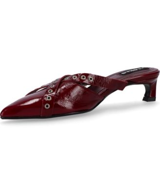 Zyra Onix Burgundy Leather Mules