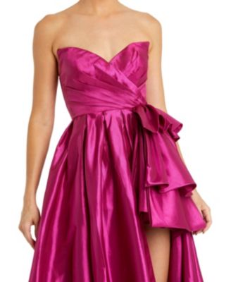 Women's Strapless Taffeta Gown With Ruffle Detail