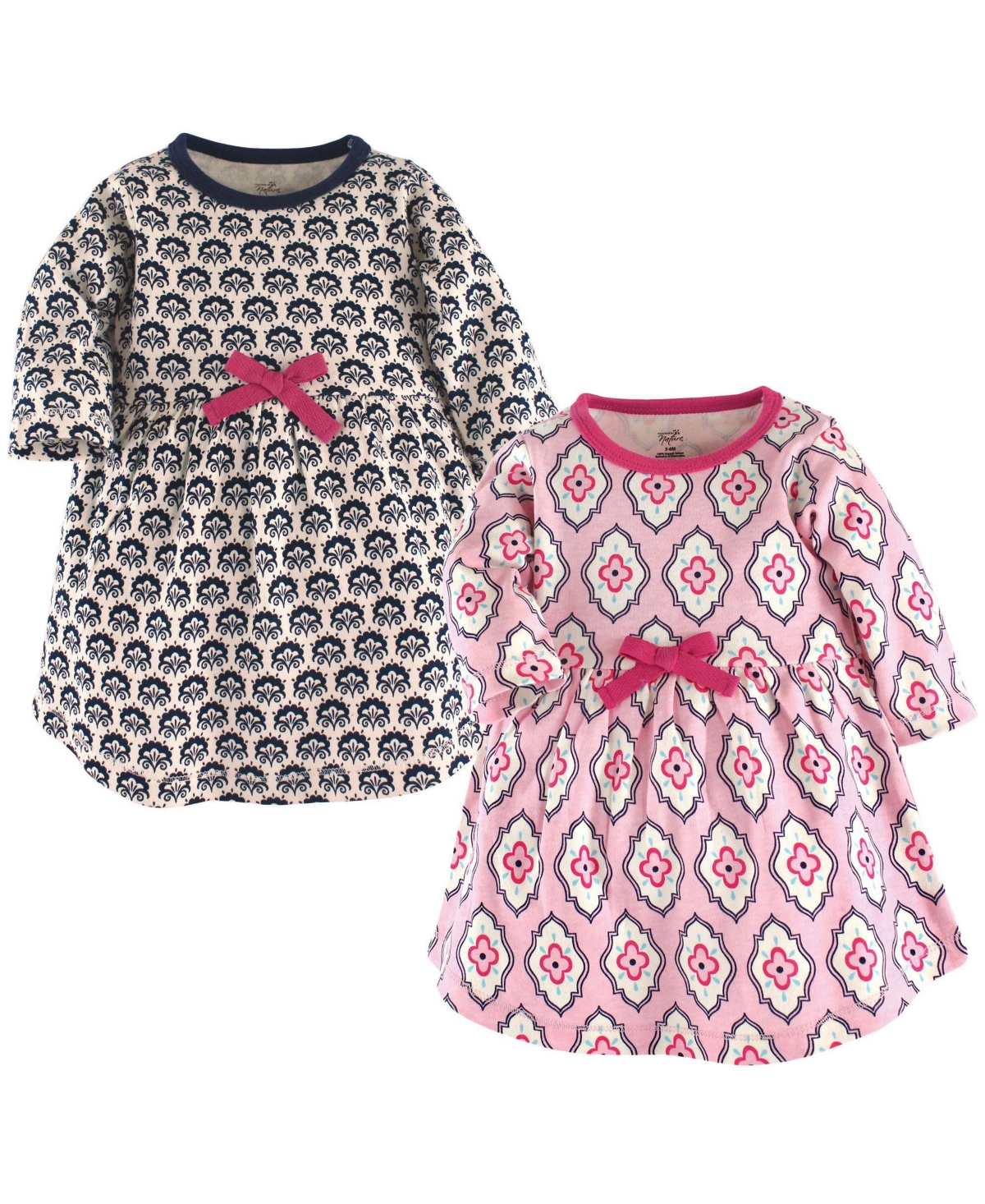 Touched by Nature Baby Girls 2Pk Long Sleeve Organic Dresses - Trellis