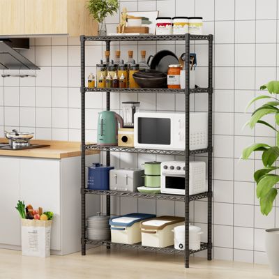 5-Tier Heavy-Duty Rust-Resistant Steel Wire Rack for Kitchen, Laundry, and Garage Storage Shelf