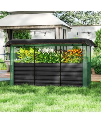 Galvanized Raised Garden Bed with Crop Cage & Shade Cloth,