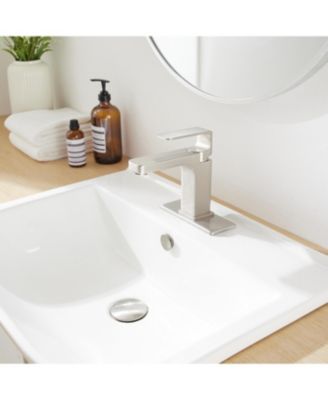 Waterfall Bathroom Faucet, 8" Widespread 2-Handle with Pop-Up Drain, Matte Black & Brushed Nickel Finish