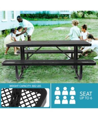 Streamdale 6 ft, Rectangular Outdoor Steel Picnic Table with umbrella pole in Black
