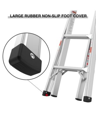 17ft Multi-Position Foldable Aluminum Ladder, A-Frame and Straight Ladder, ANSI 250lbs