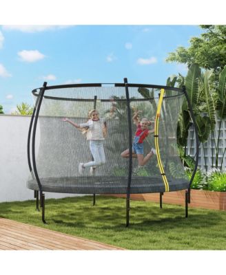10ft Outdoor Trampoline with Net Enclosure, Curved Poles,
