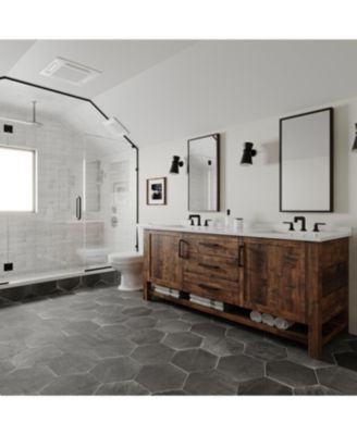 8 in. Widespread Double Handle Black Bathroom Faucet 3 Holes Vanity Sink Water-Saving With Metal Drain In Brushed Gold