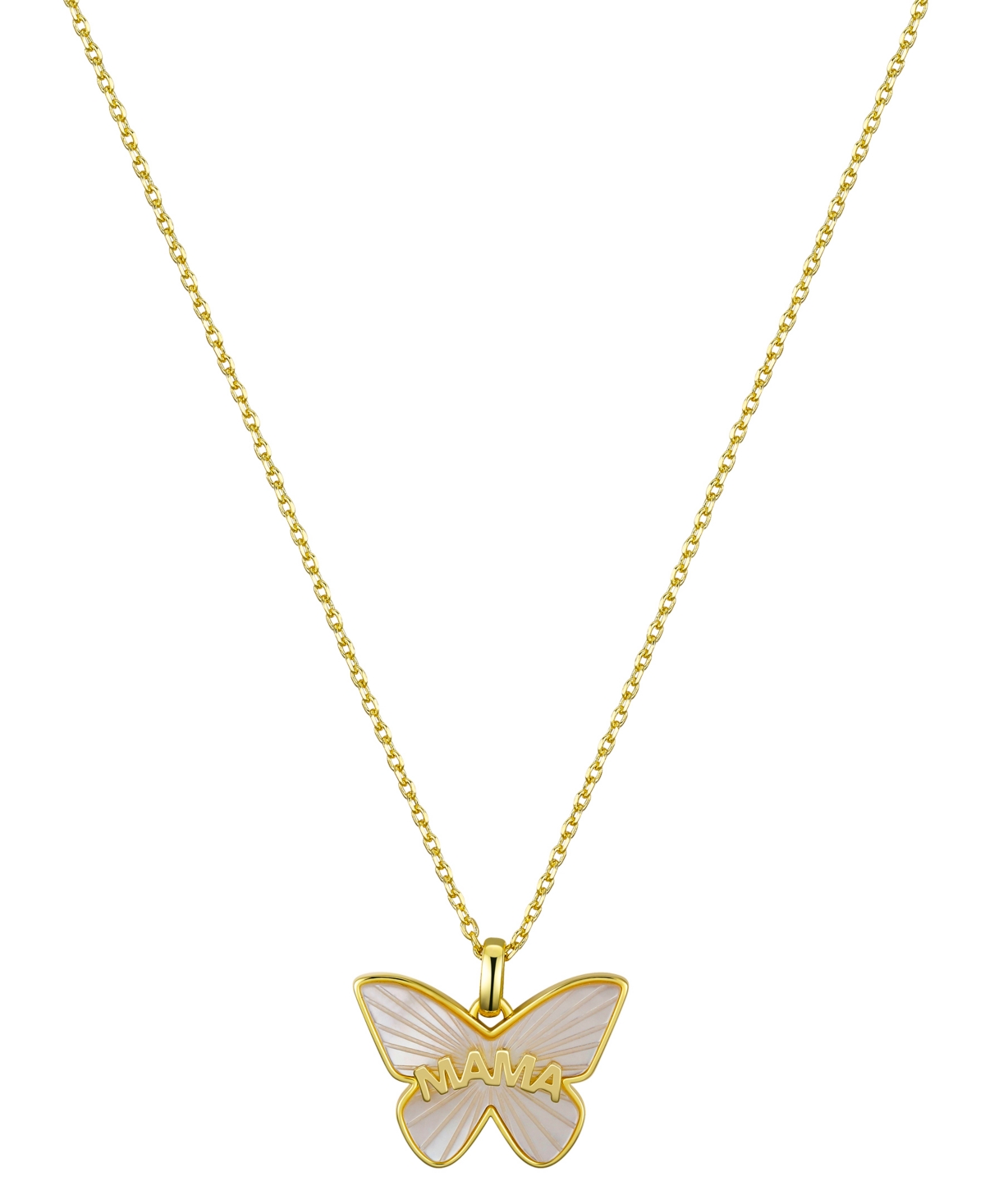 Mother of Pearl Butterfly Mama Necklace - Gold
