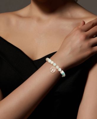 Cubic Zirconia and Amazonite Stone Family Tree Stretch Bracelet