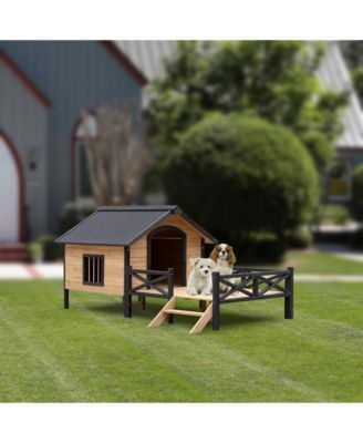 Outdoor Large Wooden Cabin House Style Wooden Dog Kennel with Porch