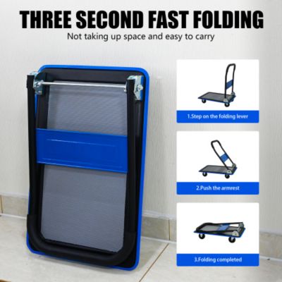 Foldable Platform Push Hand Truck Cart with 880 lbs Weight Capacity
