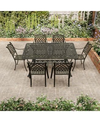 7-Piece Outdoor Patio Furniture Set Dinning Chair with Foldable Table