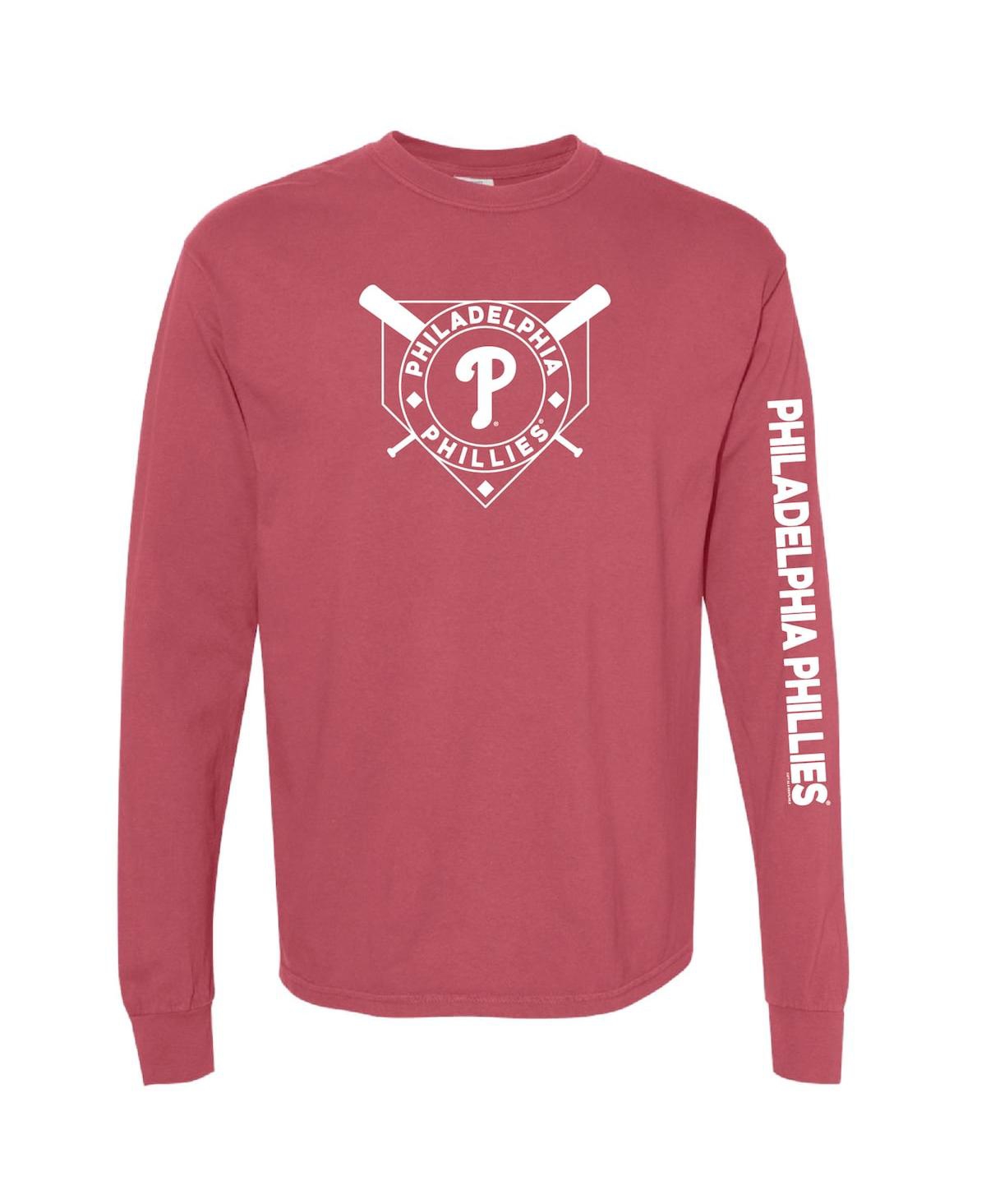 Women's Red Philadelphia Phillies Pigment Dye Long Sleeve T-Shirt - Red