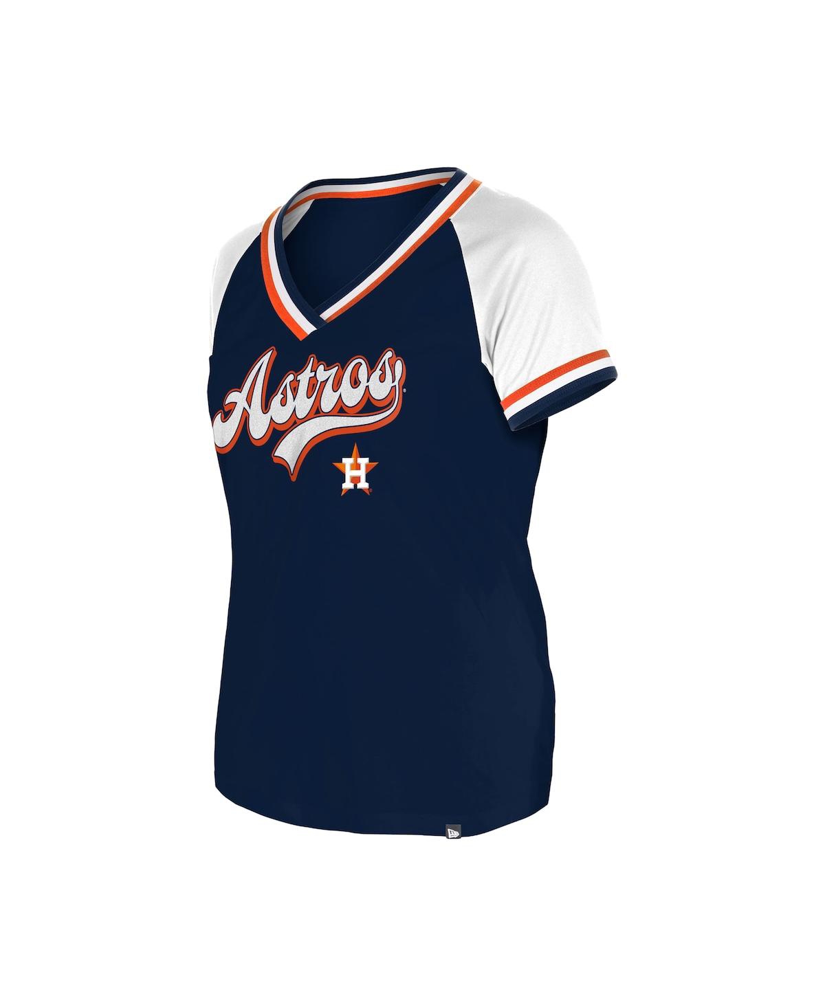 NEW ERA WOMEN'S NAVY HOUSTON ASTROS GAMEDAY RAGLAN V-NECK T-SHIRT 