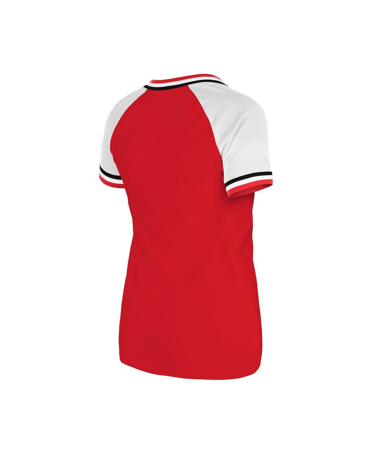 NEW ERA WOMEN'S RED CINCINNATI REDS GAMEDAY RAGLAN V-NECK T-SHIRT 