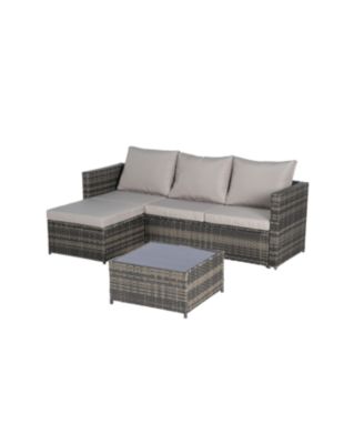 Streamdale 2-Piece Wicker Patio Set, L-Shaped, Ottoman, Lounger Table