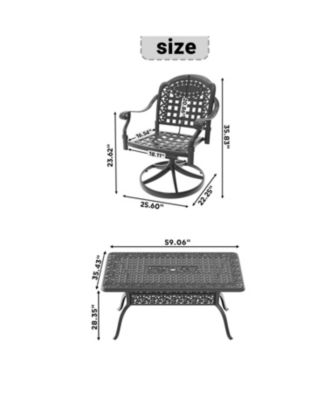 Streamdale 7-pc Cast Aluminum Dining Set, 6 Swivel Chairs, Rectangular Table, Black Frame