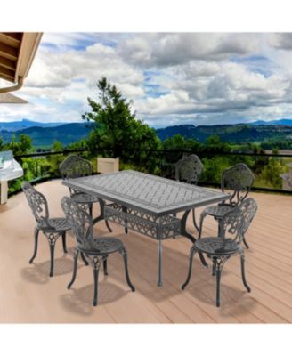 Streamdale 7-Piece Set Of All-Weather Cast Aluminum Dining Furniture Set With Black Frame