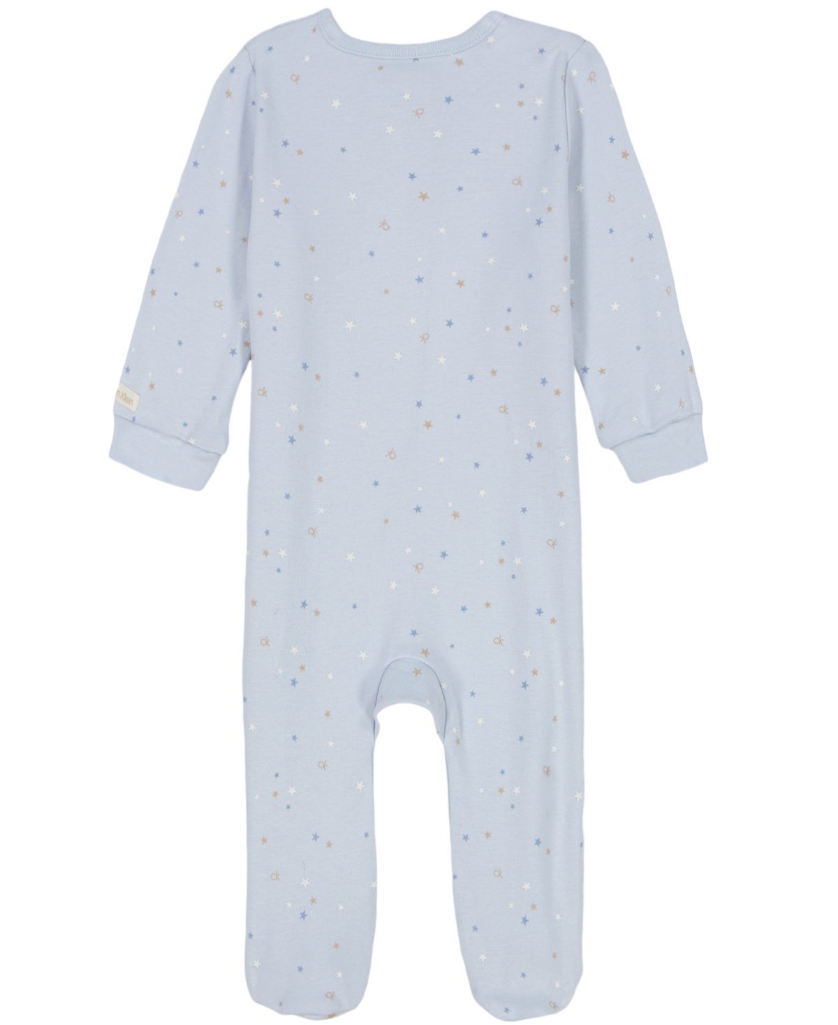 Calvin Klein Baby Boys Printed Knit Footed Zip-up Coverall In Light Blue