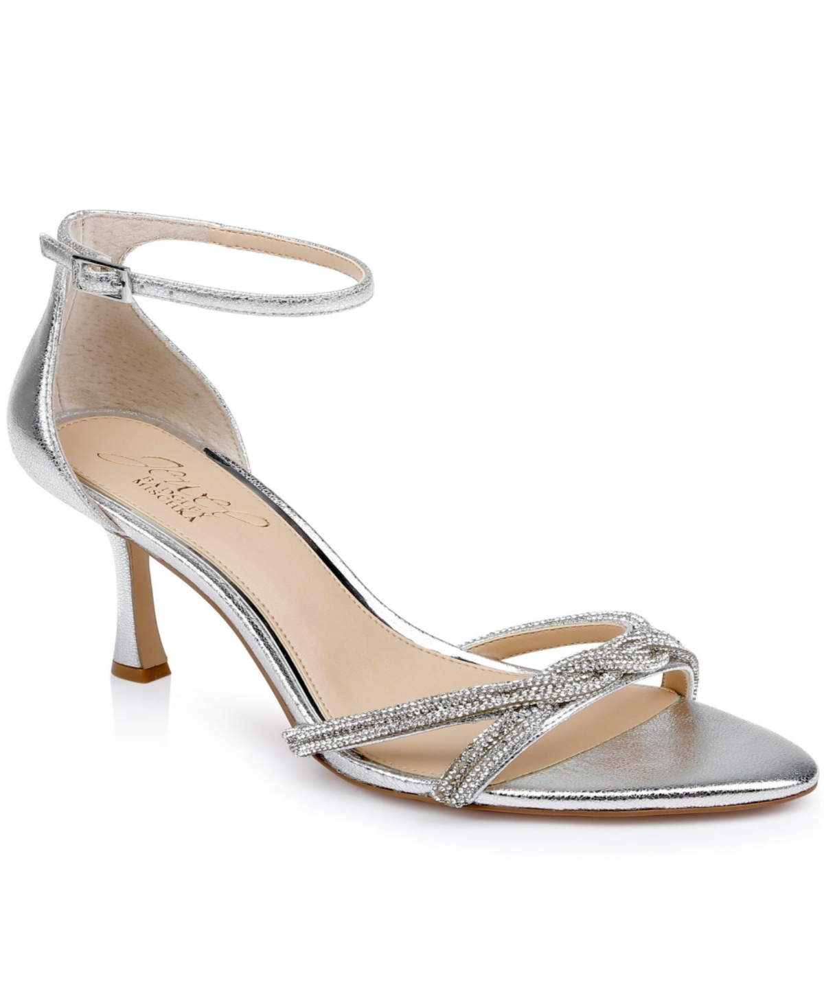 Women's Vani Almond Toe Evening Sandals - Silver Texture Metallic
