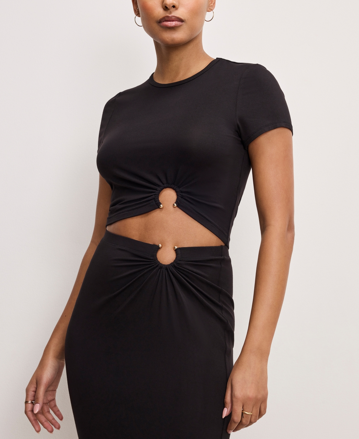 Shop Good American Women's Stretch Jersey Top In Black001