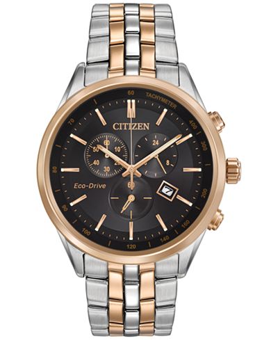 Citizen Men's Chronograph Eco-Drive Two-Tone Stainless Steel Bracelet Watch 42mm AT2146-59E