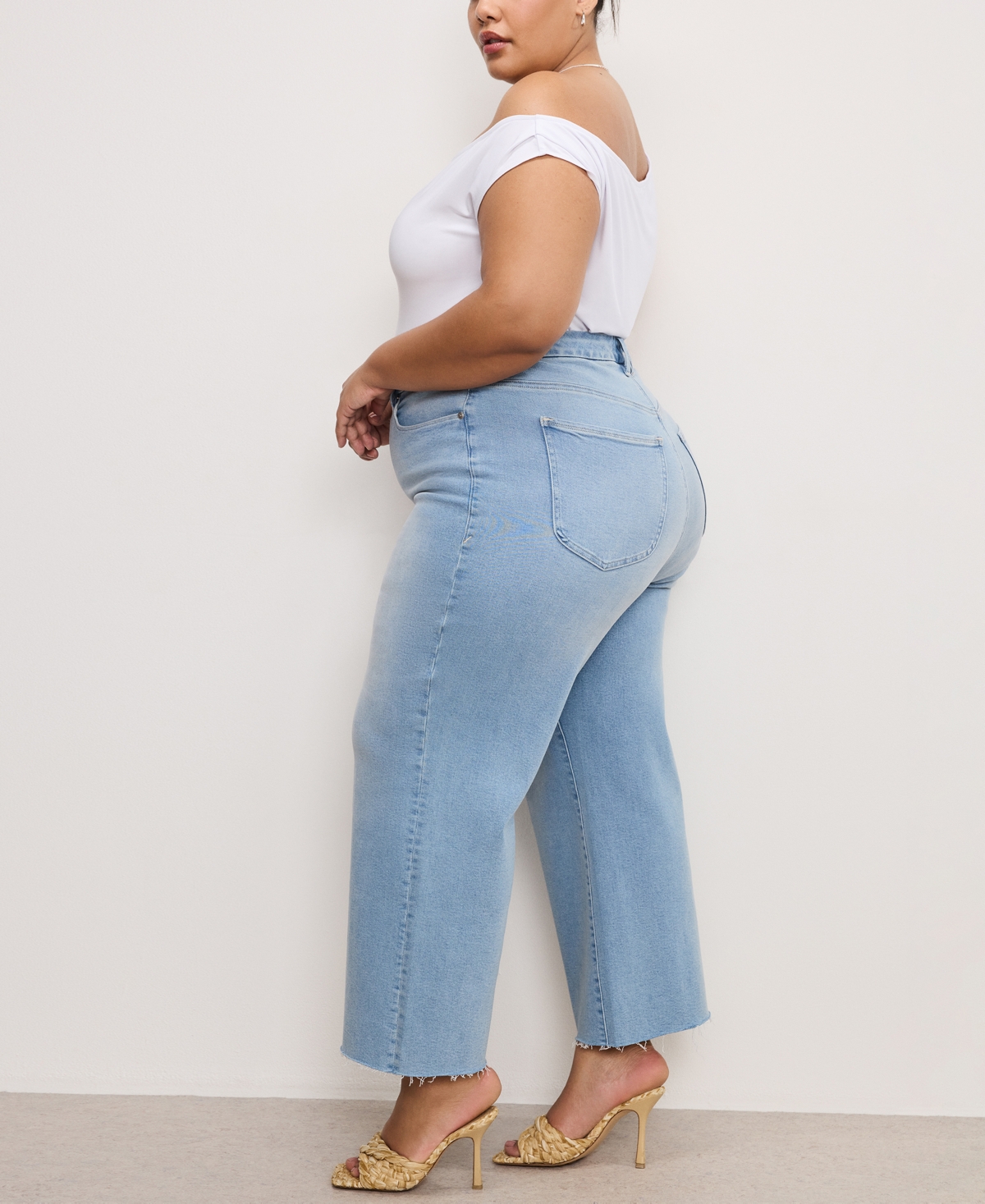 Good American Women's Good Waist Palazzo Crop Light Compression Jeans In Indigo862