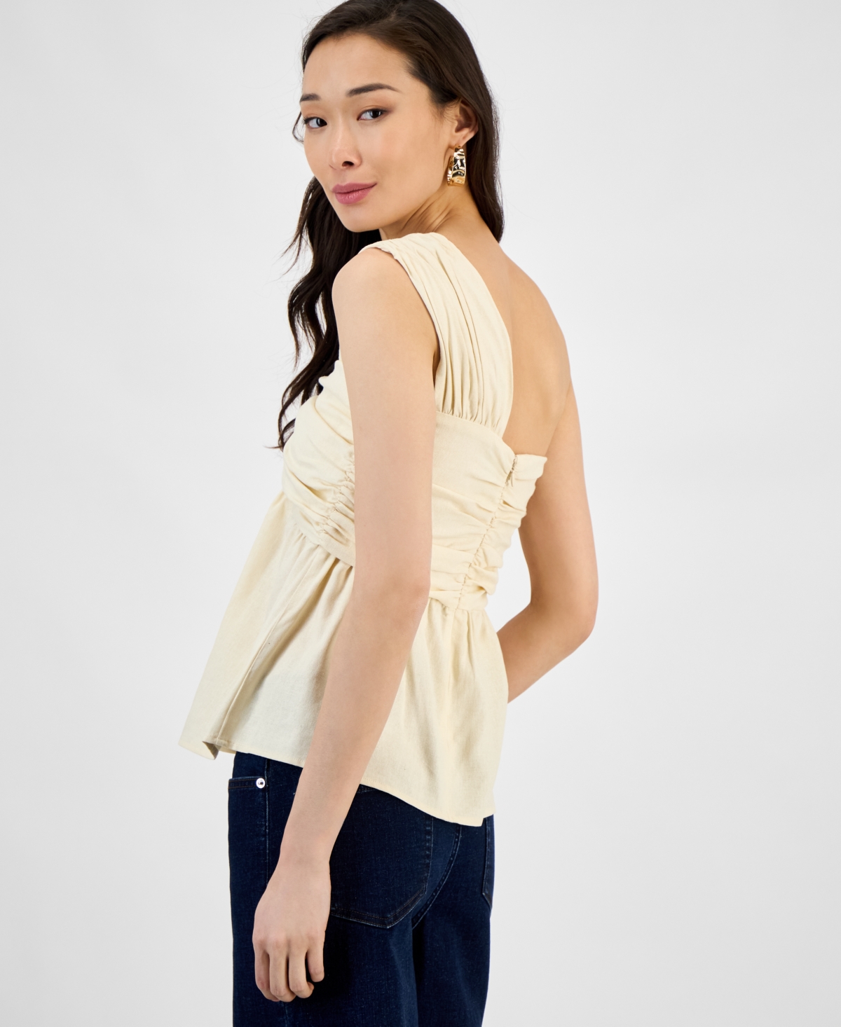 Inc International Concepts Women's Asymmetric One-shoulder Twist-front Top, Exclusively At Macy's