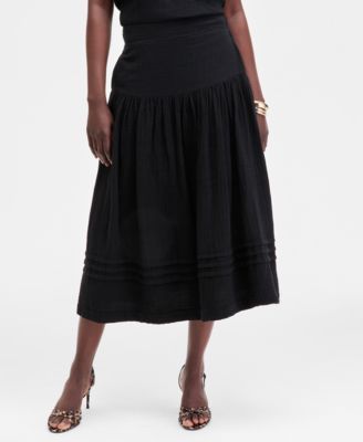 On 34th - Women's Cotton Gauze Tiered Midi Skirt