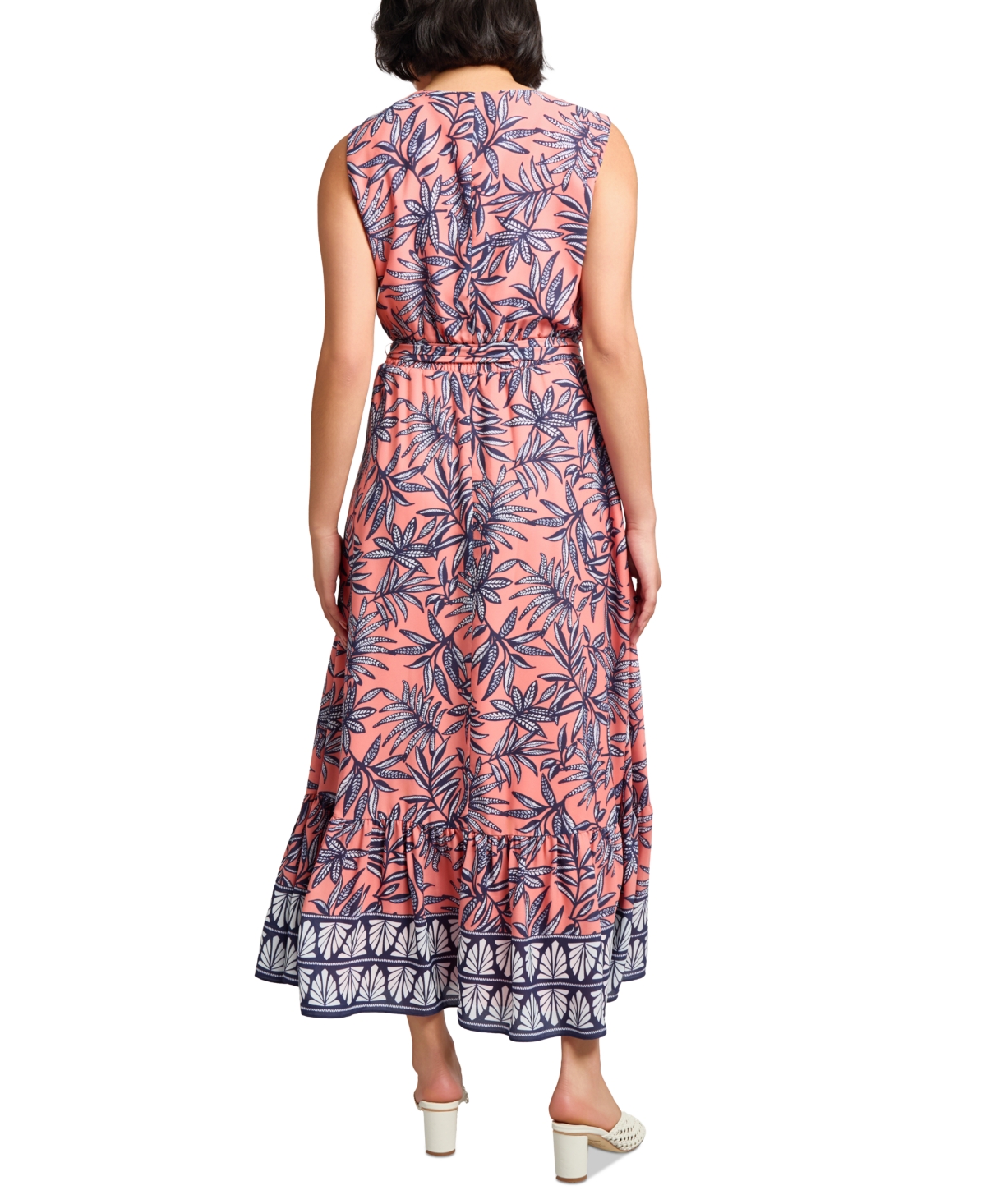 Jones New York Sleeveless Smocked Waist Maxi Dress In Multi