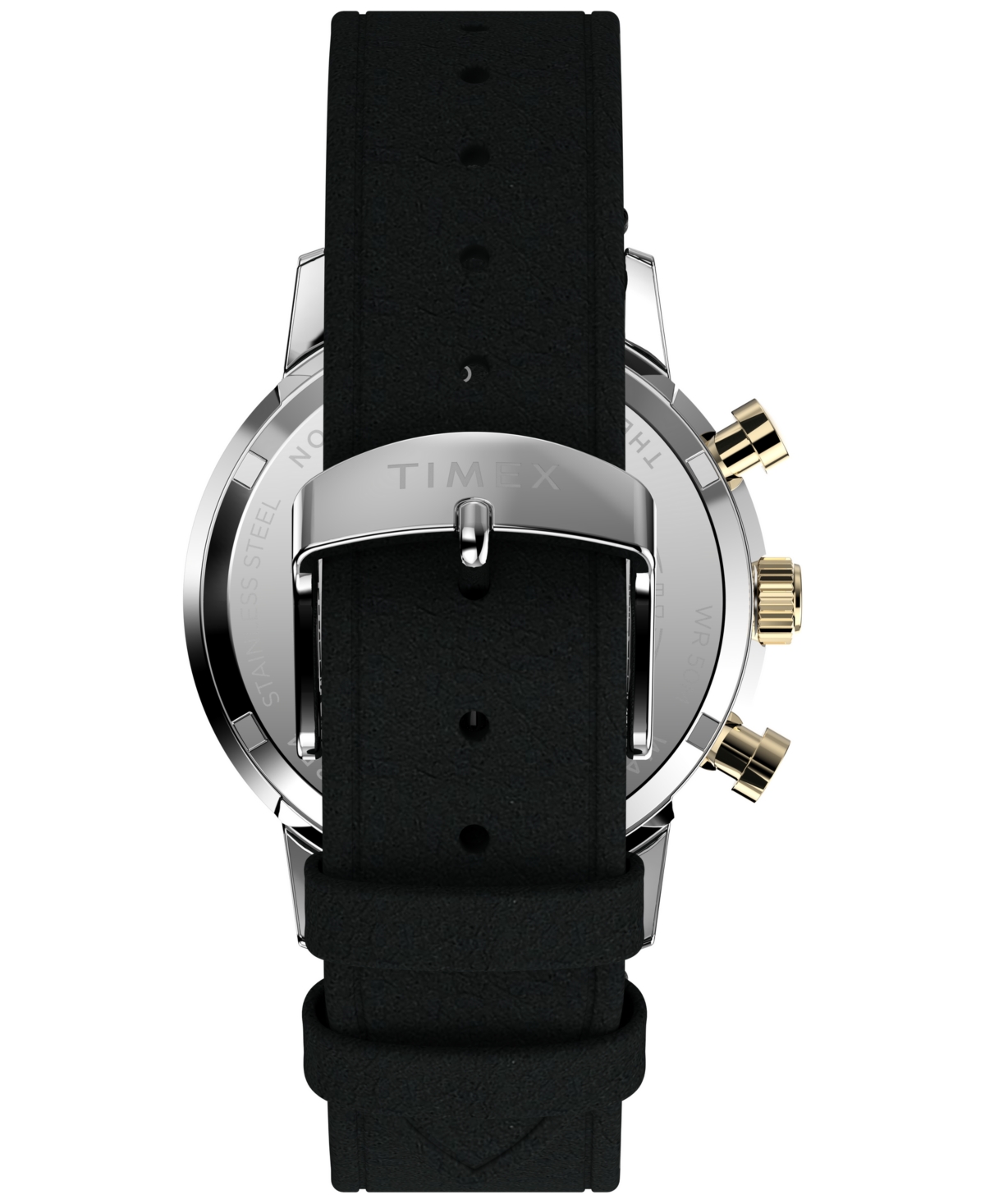 Timex Men's Analog Black Leather Strap Watch, 40mm