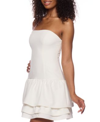 Juniors' Strapless Layered-Hem Fit & Flare Dress