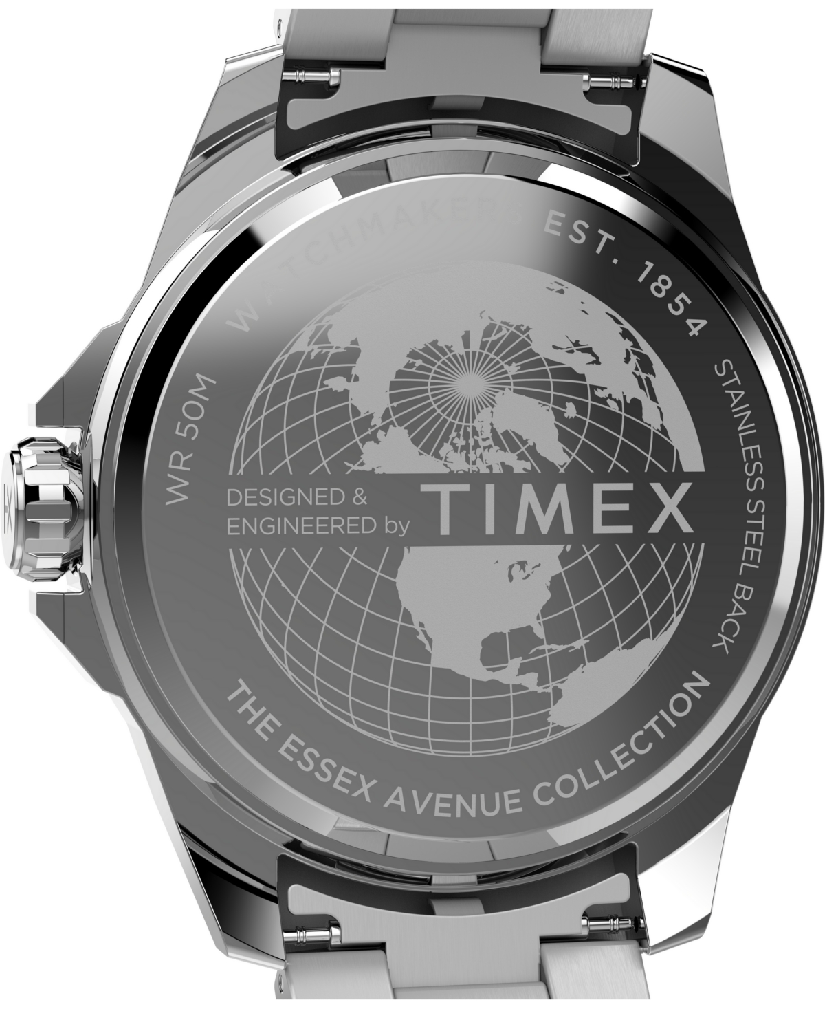 Timex Men's Analog Black Stainless Steel Watch, 46mm