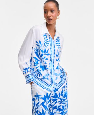 Womens Printed Long Sleeve Shirtp Xs 3x Exclusively At Macys