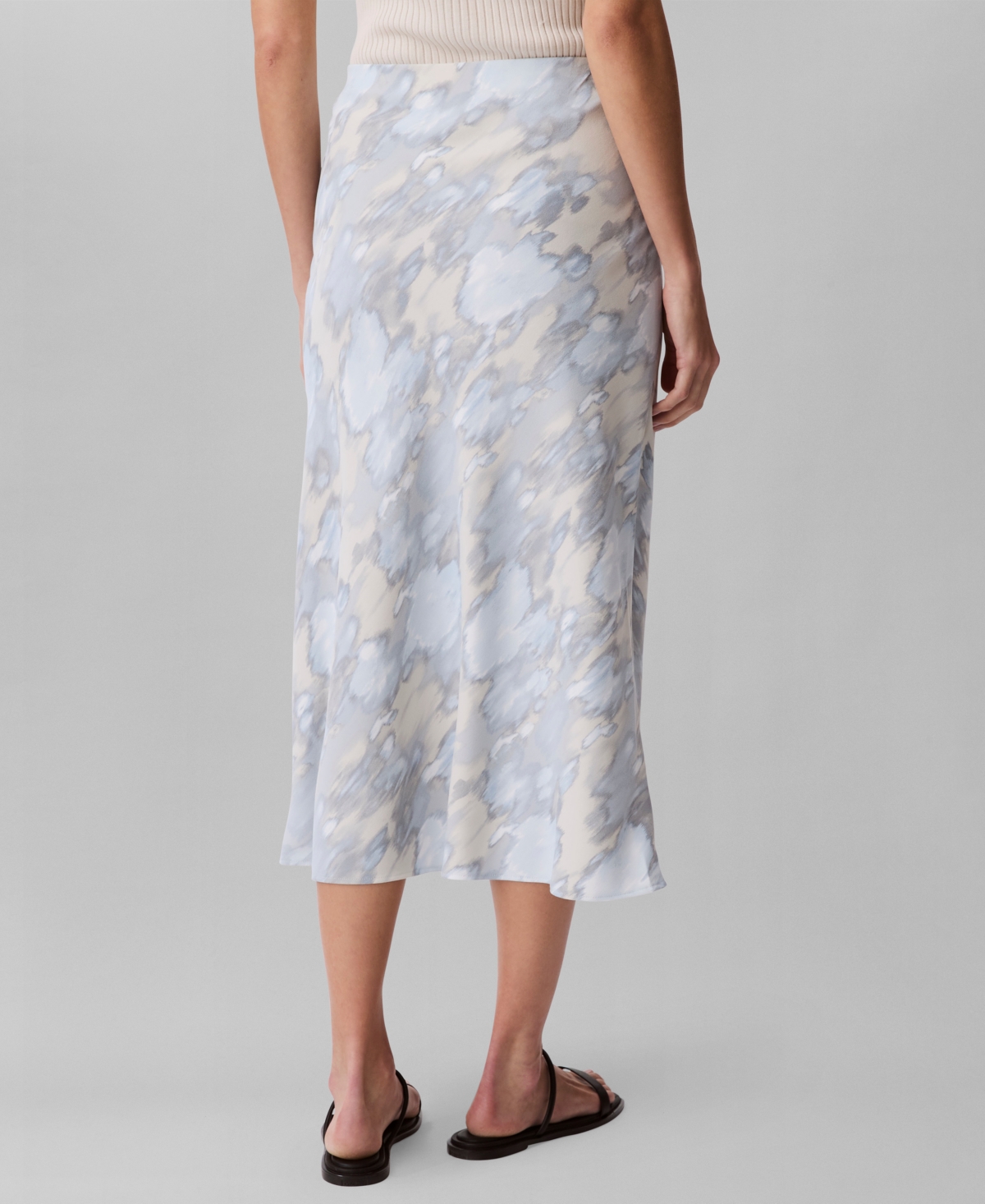 Calvin Klein Women's Printed Crepe Midi Slip Skirt In Tofu