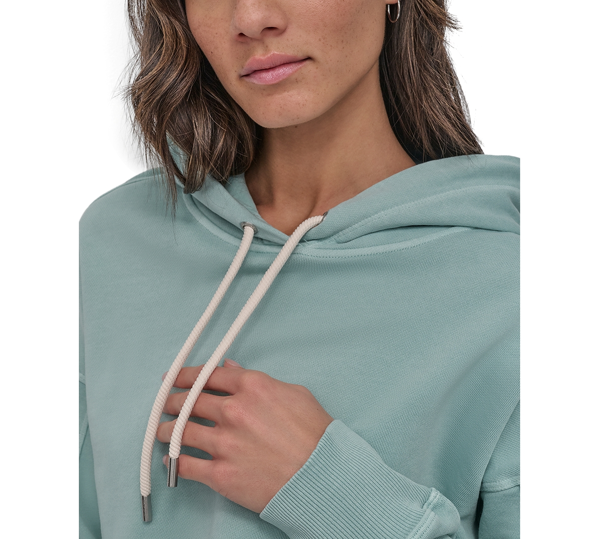 DKNY SPORT WOMEN'S COTTON EMBROIDERED LOGO PULLOVER HOODIE 