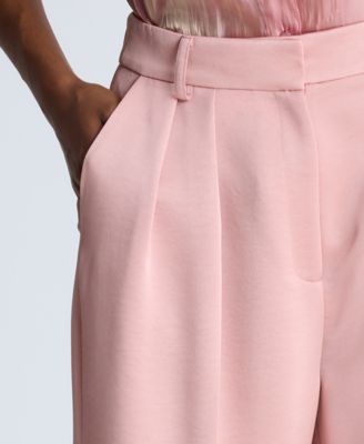 Women's Satin Twill Pleated Wide-Leg Pants