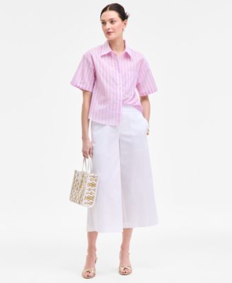 Women's Cotton Adventure Stripe Short-Sleeve Shirt, Exclusively at Macy's