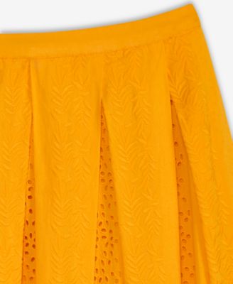 Women's Cotton Eyelet Pleated Midi Skirt, Exclusively at Macy's