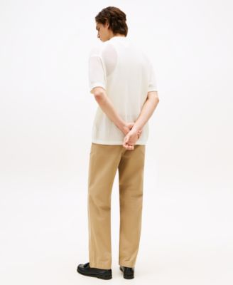 Men's Short-Sleeve Open-Knit Polo Shirt