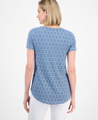 Women's Short Sleeve Printed Knit Top, Created for Macy's