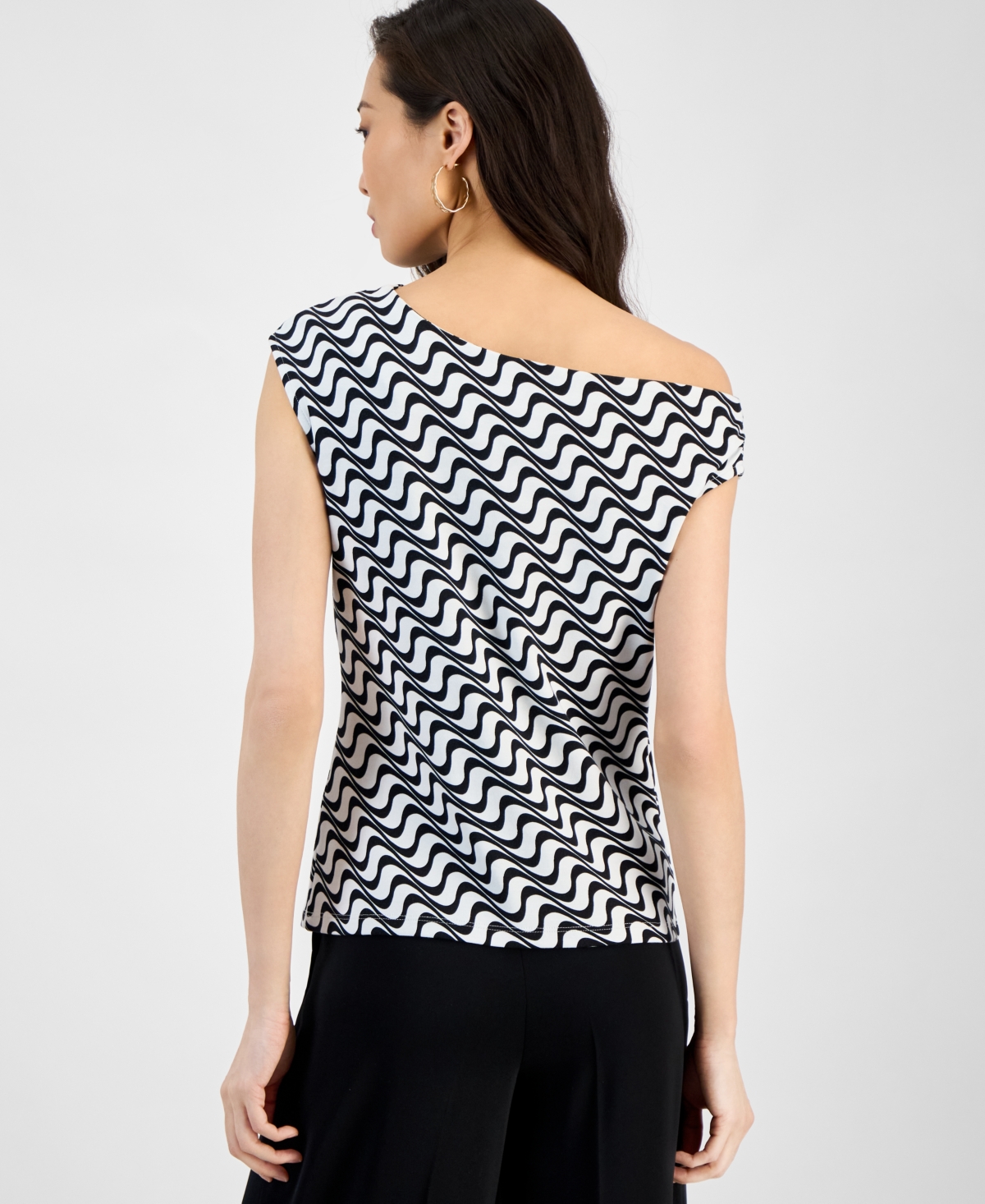 Inc International Concepts Women's Cotton Extended-shoulder Cowlneck Top, Exclusively At Macy's