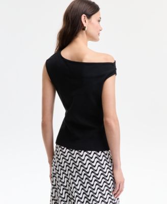 Women's Cotton Extended-Shoulder Cowlneck Top, Exclusively at Macy's