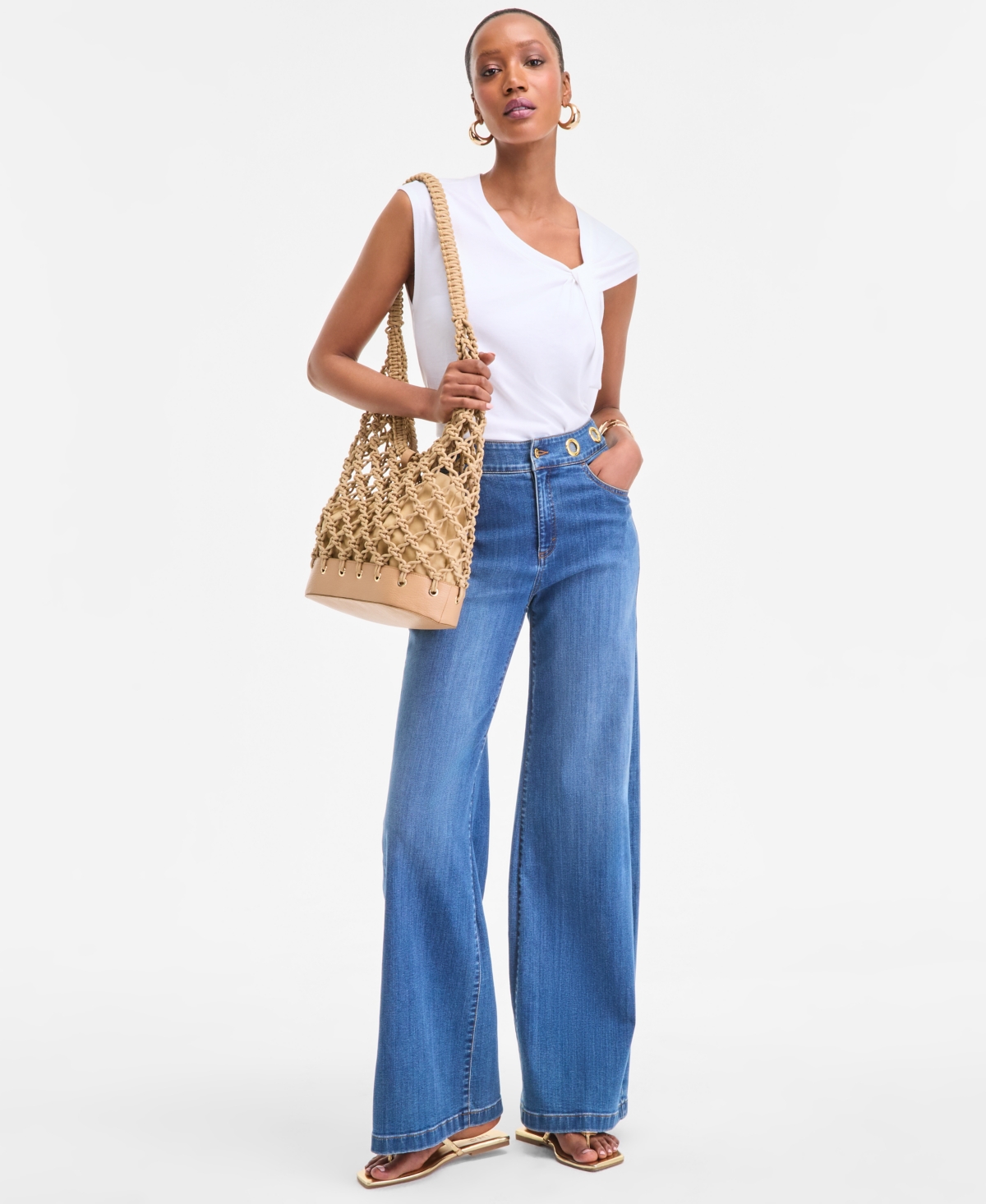 Inc International Concepts Women's Twist-front Cotton Tank Top, Exclusively At Macy's